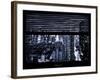 Window View with Venetian Blinds: 42nd Street and Times Square at Blue Nightfall-Philippe Hugonnard-Framed Photographic Print