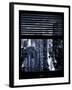 Window View with Venetian Blinds: 42nd Street and Times Square at Blue Nightfall-Philippe Hugonnard-Framed Photographic Print