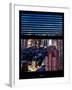 Window View with Venetian Blinds: 42nd Street and Times Square at Nightfall - Theater District-Philippe Hugonnard-Framed Photographic Print