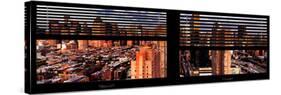 Window View with Venetian Blinds: 42nd Street and Times Square at Pink Sunset-Philippe Hugonnard-Stretched Canvas