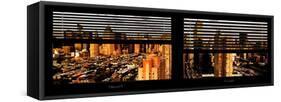 Window View with Venetian Blinds: 42nd Street and Times Square at Sunset-Philippe Hugonnard-Framed Stretched Canvas