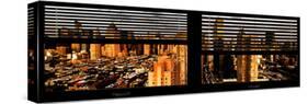 Window View with Venetian Blinds: 42nd Street and Times Square at Sunset-Philippe Hugonnard-Stretched Canvas