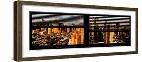 Window View with Venetian Blinds: 42nd Street and Times Square at Sunset-Philippe Hugonnard-Framed Photographic Print