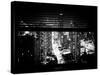 Window View with Venetian Blinds: 42nd Street and Times Square by Night - Manhattan-Philippe Hugonnard-Stretched Canvas