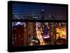 Window View with Venetian Blinds: 42nd Street and Times Square by Night - Manhattan-Philippe Hugonnard-Stretched Canvas