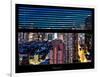 Window View with Venetian Blinds: 42nd Street and Times Square by Night - Manhattan-Philippe Hugonnard-Framed Photographic Print