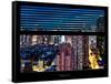 Window View with Venetian Blinds: 42nd Street and Times Square by Night - Manhattan-Philippe Hugonnard-Framed Stretched Canvas