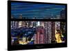 Window View with Venetian Blinds: 42nd Street and Times Square by Night - Manhattan-Philippe Hugonnard-Stretched Canvas