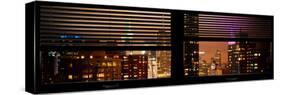 Window View with Venetian Blinds: 42nd Street and Times Square by Night-Philippe Hugonnard-Stretched Canvas