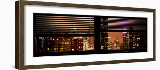 Window View with Venetian Blinds: 42nd Street and Times Square by Night-Philippe Hugonnard-Framed Photographic Print