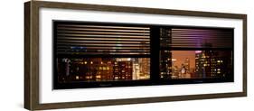 Window View with Venetian Blinds: 42nd Street and Times Square by Night-Philippe Hugonnard-Framed Photographic Print