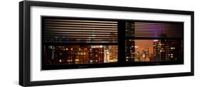 Window View with Venetian Blinds: 42nd Street and Times Square by Night-Philippe Hugonnard-Framed Photographic Print