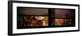 Window View with Venetian Blinds: 42nd Street and Times Square by Night-Philippe Hugonnard-Framed Photographic Print