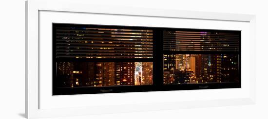 Window View with Venetian Blinds: 42nd Street and Times Square by Night-Philippe Hugonnard-Framed Photographic Print