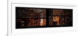 Window View with Venetian Blinds: 42nd Street and Times Square by Night-Philippe Hugonnard-Framed Photographic Print