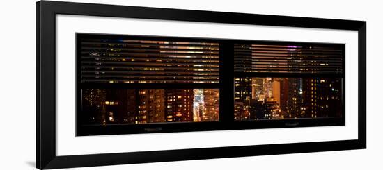 Window View with Venetian Blinds: 42nd Street and Times Square by Night-Philippe Hugonnard-Framed Photographic Print