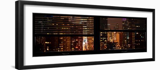 Window View with Venetian Blinds: 42nd Street and Times Square by Night-Philippe Hugonnard-Framed Photographic Print