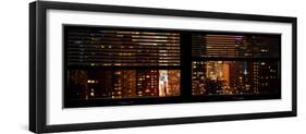 Window View with Venetian Blinds: 42nd Street and Times Square by Night-Philippe Hugonnard-Framed Photographic Print
