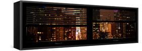 Window View with Venetian Blinds: 42nd Street and Times Square by Night-Philippe Hugonnard-Framed Stretched Canvas