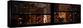 Window View with Venetian Blinds: 42nd Street and Times Square by Night-Philippe Hugonnard-Stretched Canvas