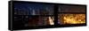 Window View with Venetian Blinds: 42nd Street and Times Square by Night-Philippe Hugonnard-Framed Stretched Canvas