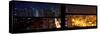 Window View with Venetian Blinds: 42nd Street and Times Square by Night-Philippe Hugonnard-Stretched Canvas