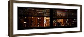 Window View with Venetian Blinds: 42nd Street and Times Square by Night-Philippe Hugonnard-Framed Photographic Print