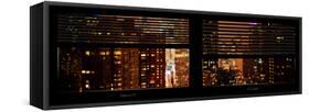 Window View with Venetian Blinds: 42nd Street and Times Square by Night-Philippe Hugonnard-Framed Stretched Canvas