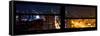 Window View with Venetian Blinds: 42nd Street and Times Square by Night-Philippe Hugonnard-Framed Stretched Canvas