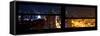 Window View with Venetian Blinds: 42nd Street and Times Square by Night-Philippe Hugonnard-Framed Stretched Canvas