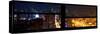 Window View with Venetian Blinds: 42nd Street and Times Square by Night-Philippe Hugonnard-Stretched Canvas