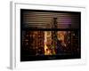 Window View with Venetian Blinds: 42nd Street and Times Square by Night-Philippe Hugonnard-Framed Photographic Print