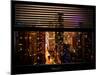 Window View with Venetian Blinds: 42nd Street and Times Square by Night-Philippe Hugonnard-Mounted Photographic Print