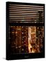 Window View with Venetian Blinds: 42nd Street and Times Square by Night-Philippe Hugonnard-Stretched Canvas