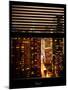 Window View with Venetian Blinds: 42nd Street and Times Square by Night-Philippe Hugonnard-Mounted Photographic Print