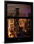 Window View with Venetian Blinds: 42nd Street and Times Square by Night-Philippe Hugonnard-Framed Photographic Print