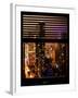 Window View with Venetian Blinds: 42nd Street and Times Square by Night-Philippe Hugonnard-Framed Photographic Print