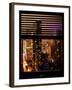 Window View with Venetian Blinds: 42nd Street and Times Square by Night-Philippe Hugonnard-Framed Photographic Print