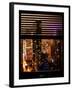 Window View with Venetian Blinds: 42nd Street and Times Square by Night-Philippe Hugonnard-Framed Photographic Print