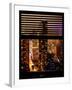 Window View with Venetian Blinds: 42nd Street and Times Square by Night-Philippe Hugonnard-Framed Photographic Print