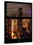 Window View with Venetian Blinds: 42nd Street and Times Square by Night-Philippe Hugonnard-Stretched Canvas