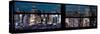 Window View with Venetian Blinds: 42nd Street and Times Square by Night-Philippe Hugonnard-Stretched Canvas