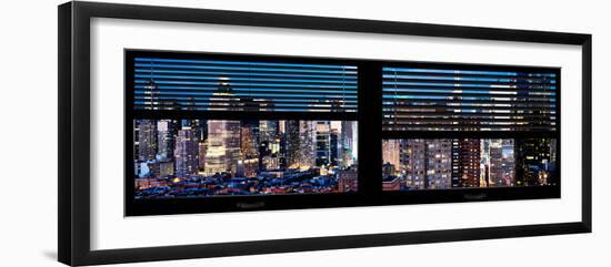 Window View with Venetian Blinds: 42nd Street and Times Square by Night-Philippe Hugonnard-Framed Photographic Print