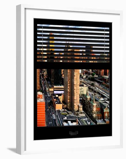 Window View with Venetian Blinds: 42nd Street and Times Square-Philippe Hugonnard-Framed Photographic Print