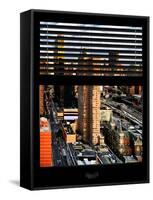 Window View with Venetian Blinds: 42nd Street and Times Square-Philippe Hugonnard-Framed Stretched Canvas