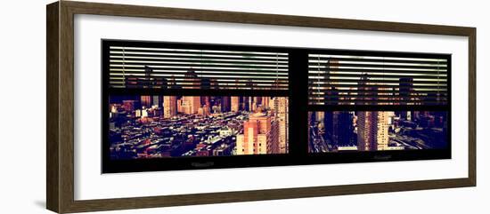 Window View with Venetian Blinds: 42nd Street and Times Square-Philippe Hugonnard-Framed Photographic Print