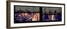 Window View with Venetian Blinds: 42nd Street and Times Square-Philippe Hugonnard-Framed Photographic Print