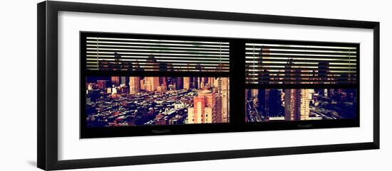 Window View with Venetian Blinds: 42nd Street and Times Square-Philippe Hugonnard-Framed Photographic Print