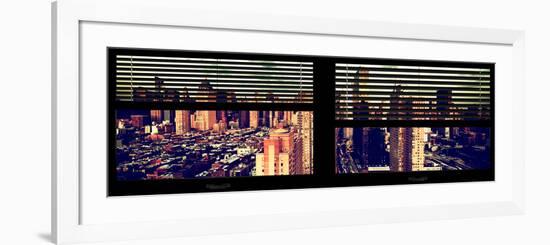 Window View with Venetian Blinds: 42nd Street and Times Square-Philippe Hugonnard-Framed Photographic Print