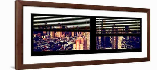 Window View with Venetian Blinds: 42nd Street and Times Square-Philippe Hugonnard-Framed Photographic Print